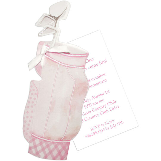 Pink Golf Bag Die-cut Invitations